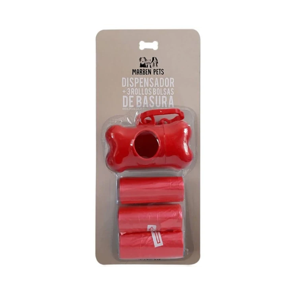 Dispensador Bolsas Perro + 3 Rollos
