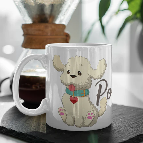 Taza de Perro - Poodle Blanco