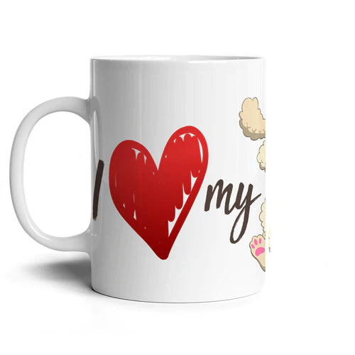 Taza de Perro - Poodle Blanco