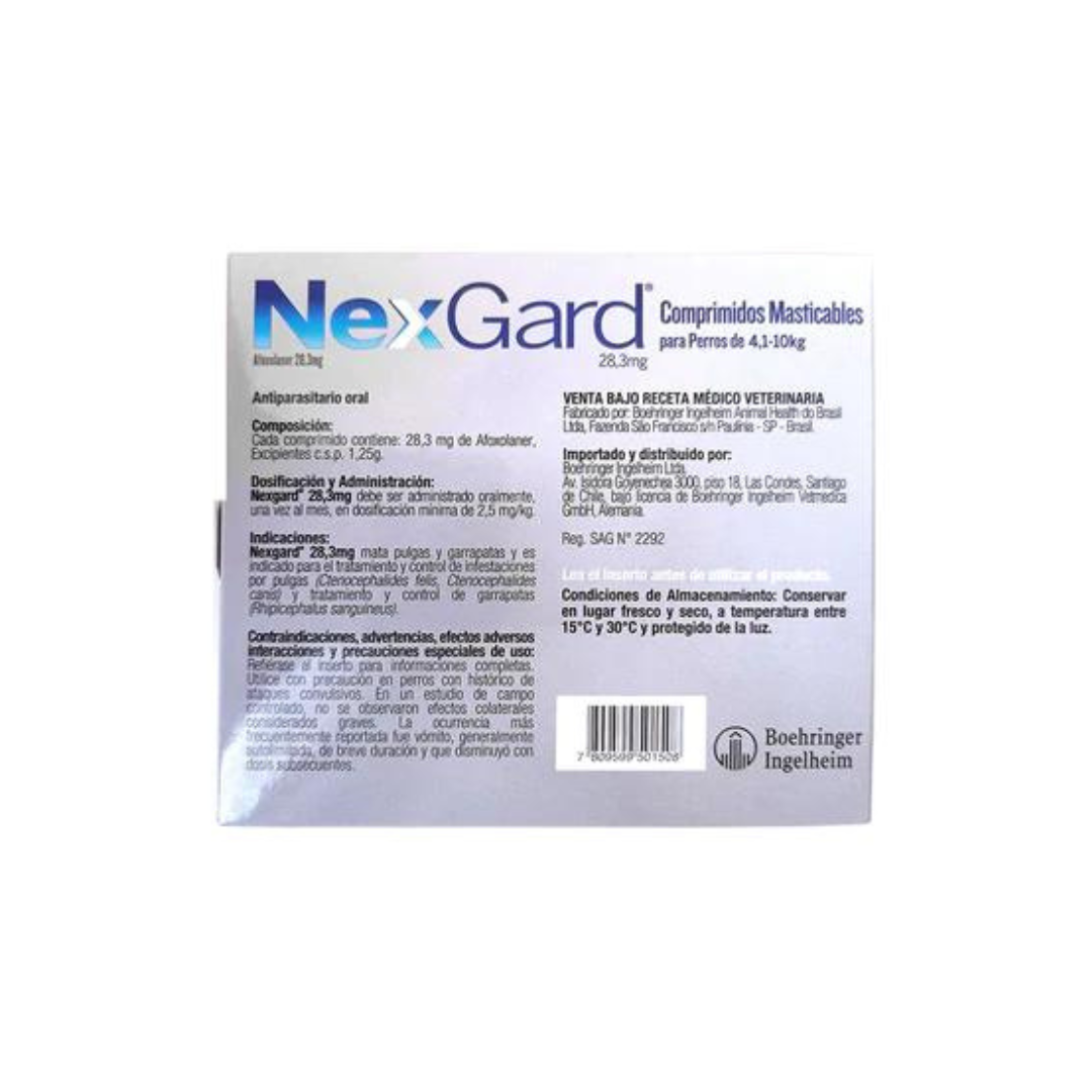 Nexgard Antiparasitario Perros de 2 kg hasta 4 kg 3 comprimidos.