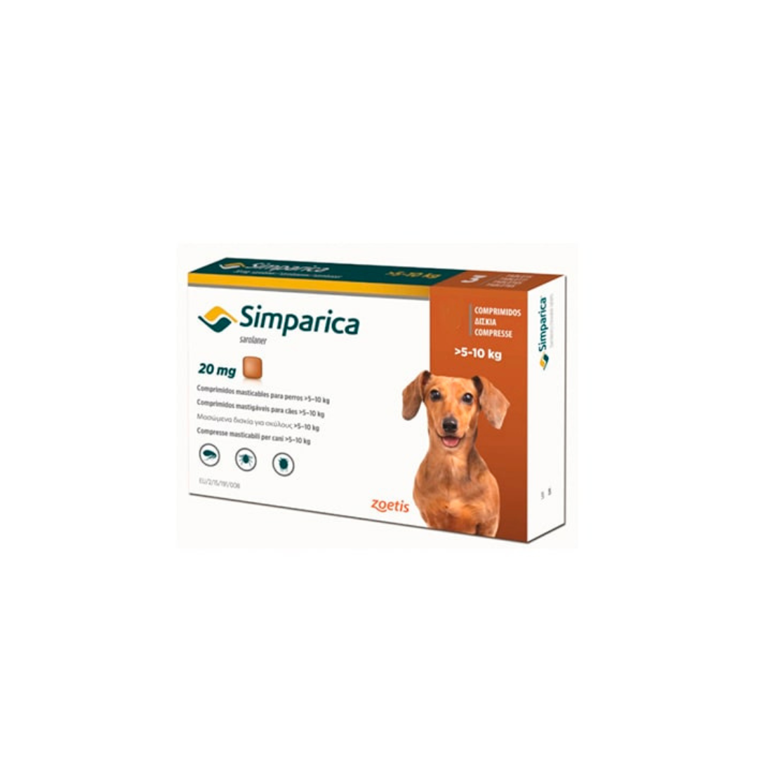 Simparica Antiparasitario externo 5 A 10 Kg 3 Comprimidos