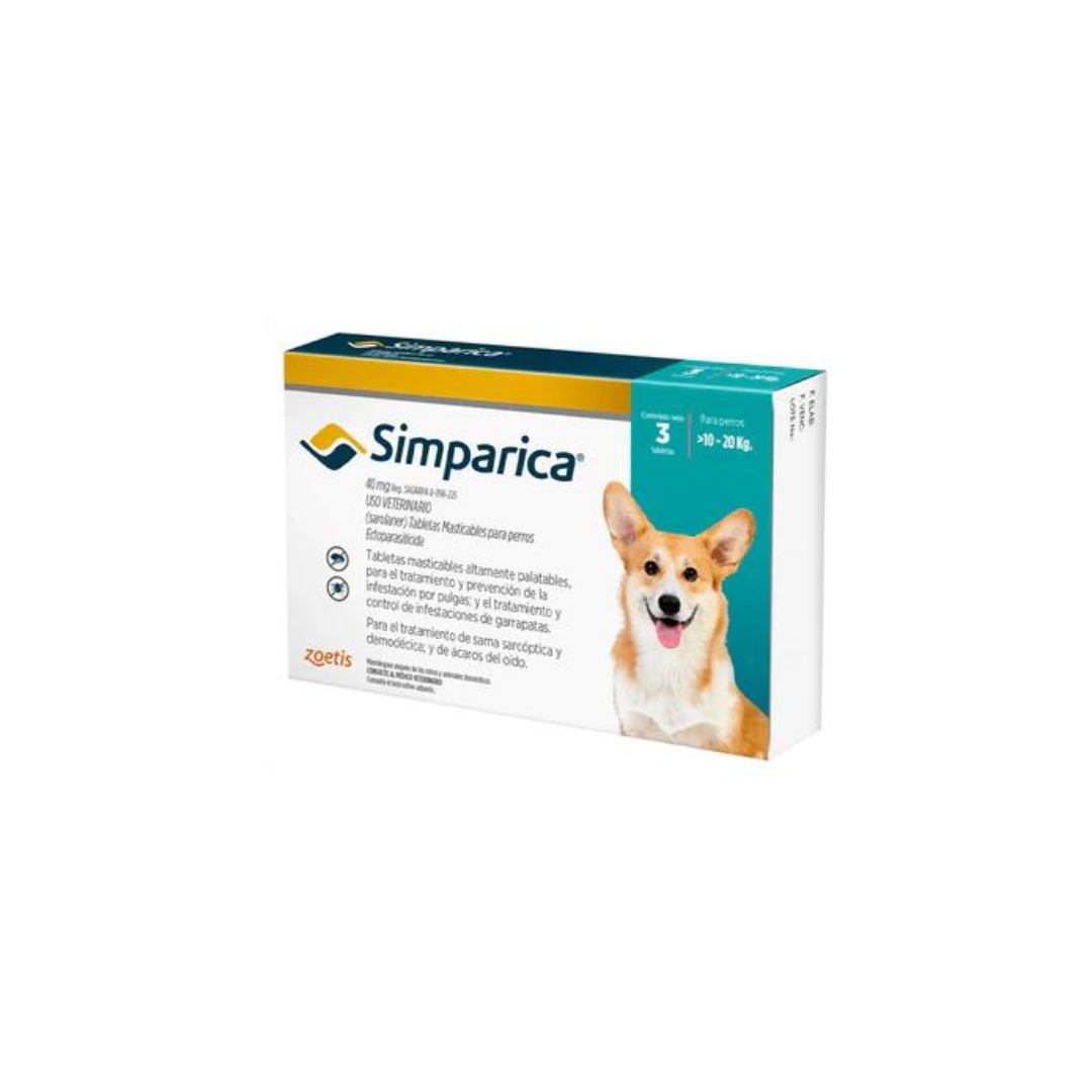 Simparica Antiparasitario externo 10 A 20 Kg