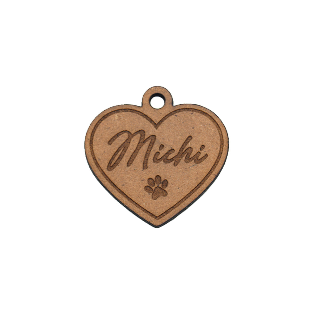 Placa de Perro - Madera Corazón