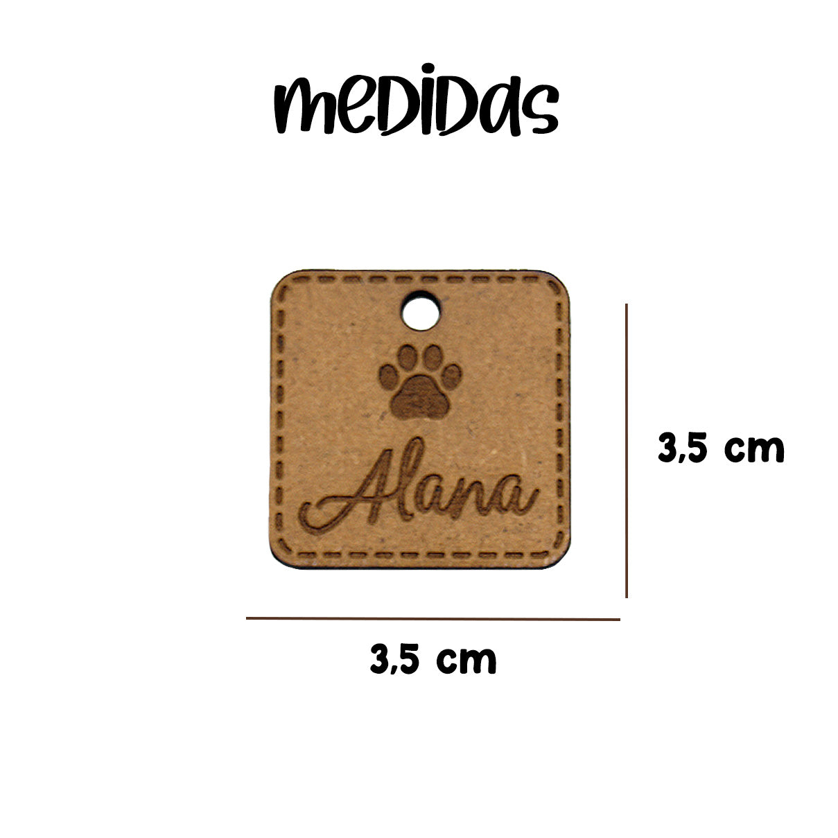 Placa de Perro - Madera Cuadrada