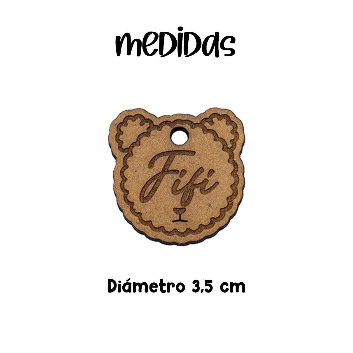 Placa De Perro - Oso De Madera