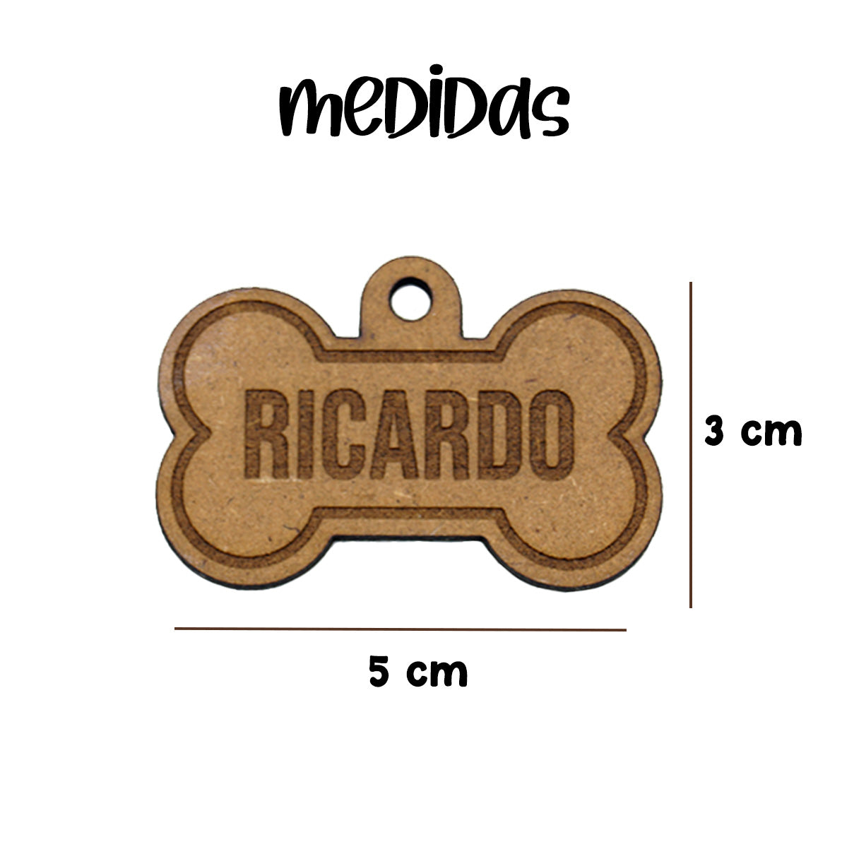 Placa Perro - Hueso Madera