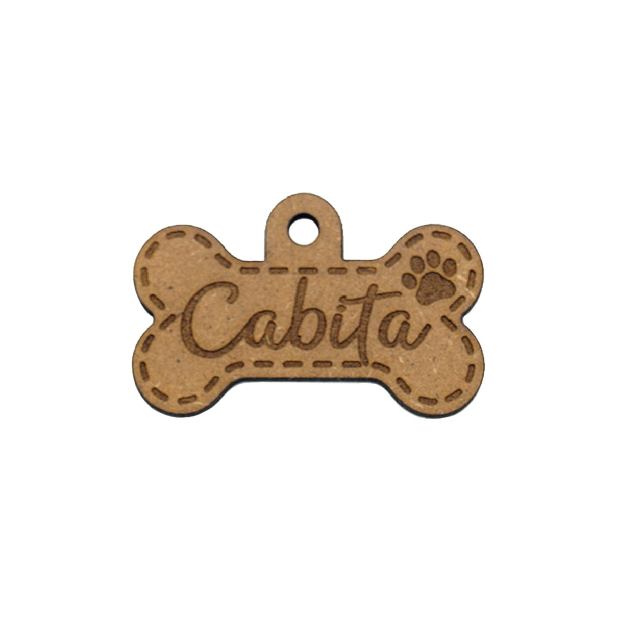 Placa Perro - Hueso Madera