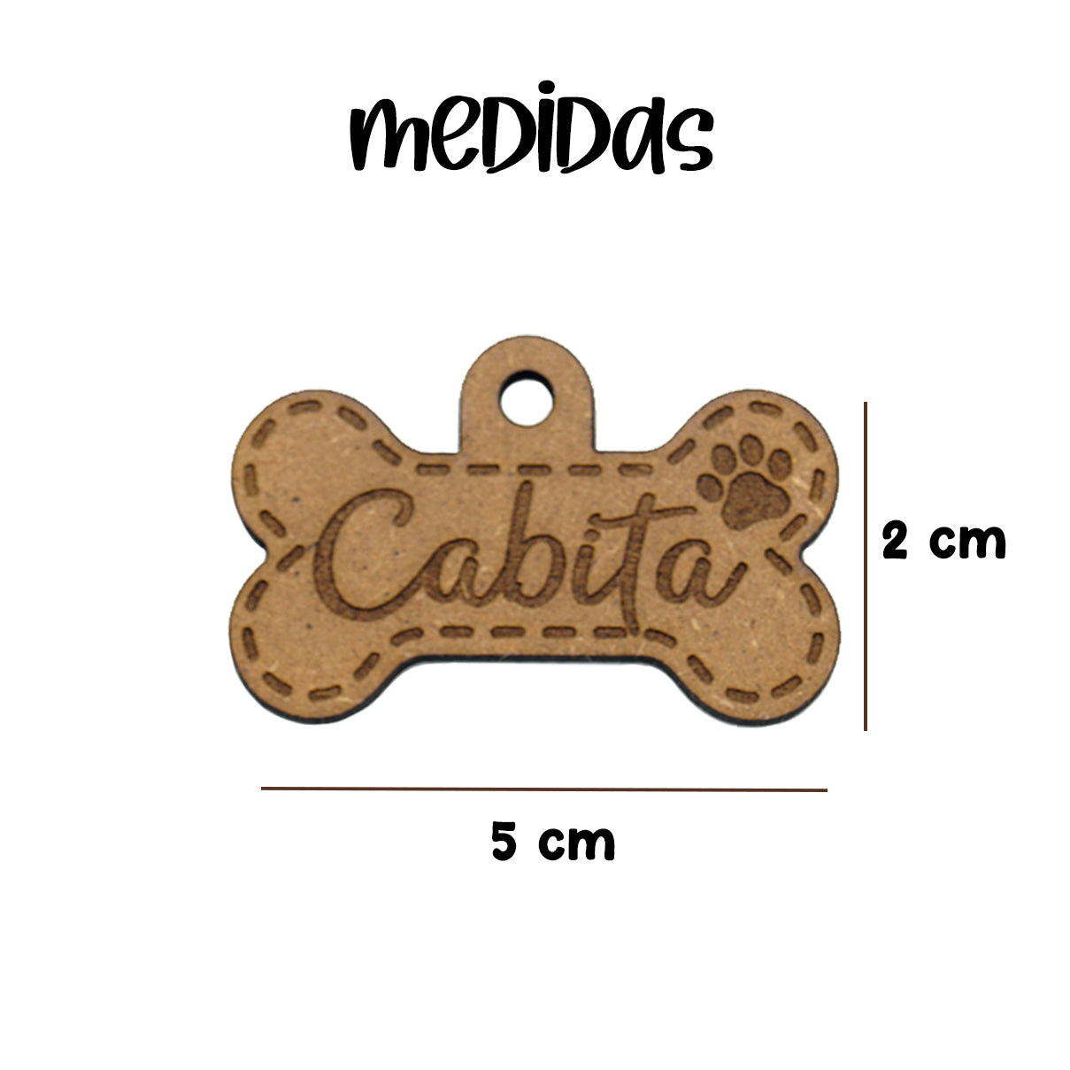 Placa Perro - Hueso Madera