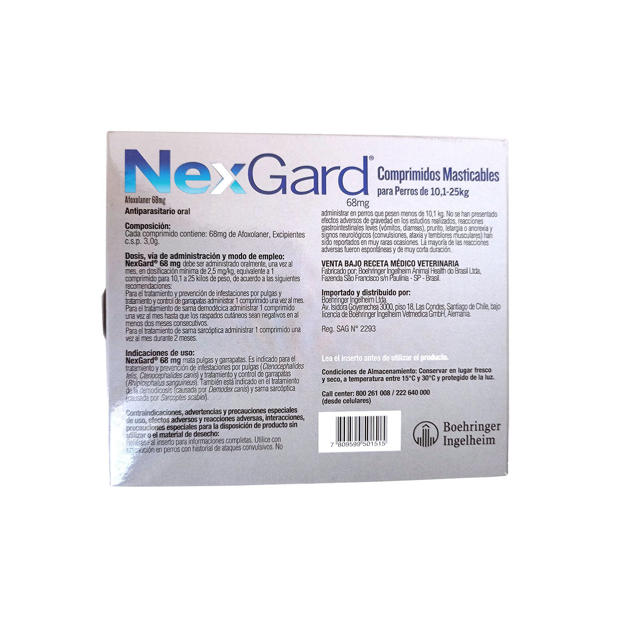 Nexgard Antiparasitario Perros de 4 kg hasta 10 kg 3 comprimidos.