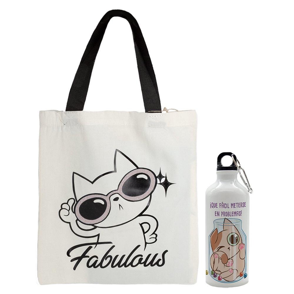 Pack Bolso + Botella de Gato